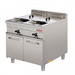 ▷ Friteuza cu alimentare la gaz, putere gaz 2x15W, dimensiuni