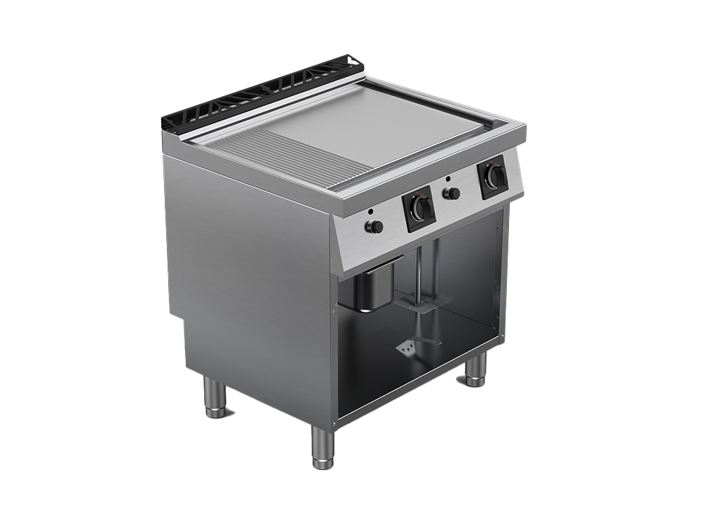 Fry top alimentare gaz suprafata mixta, putere totala 14000W 