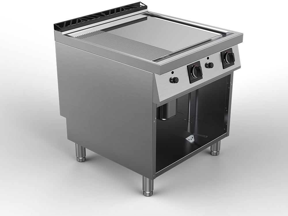 Fry top alimentare gaz suprafata mixta cromata, putere totala 16000W