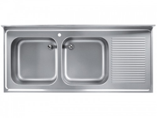 Spalator cu 2 cuve, picurator pe dreapta si inaltator la perete, dimensiuni externe 1600x600x850h mm