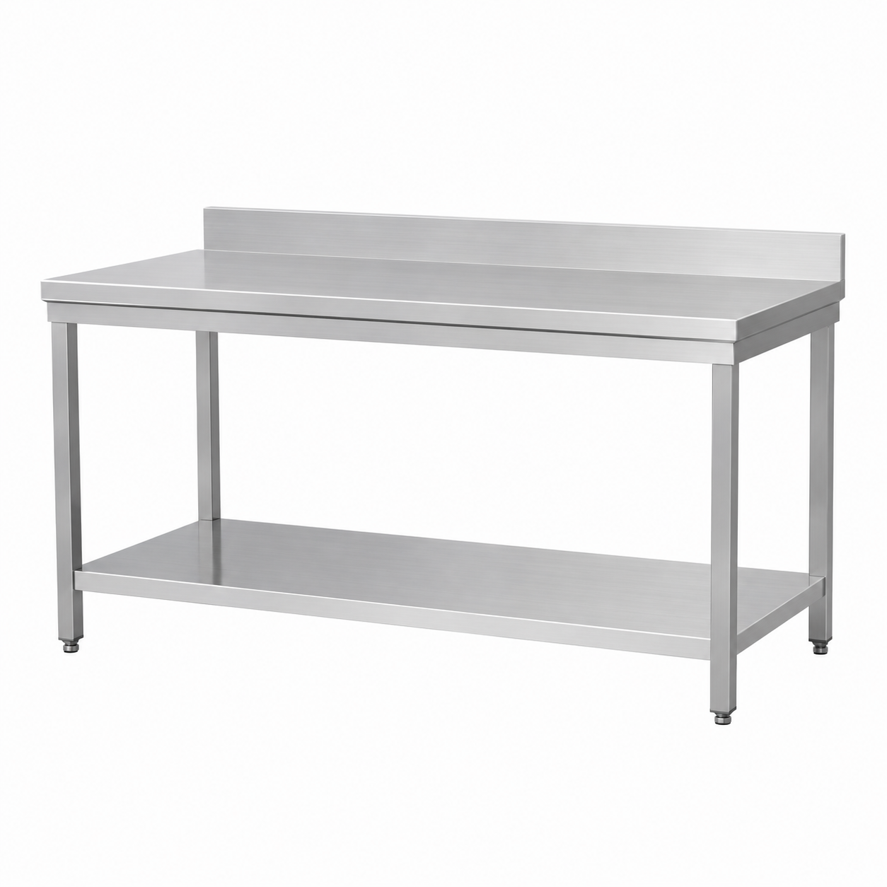 Masa adosata din inox, inaltator la perete, blat din tabla, inox AISI304, polita inferioara AISI201, constructie demontabila, dimensiuni 1200x700x850mm