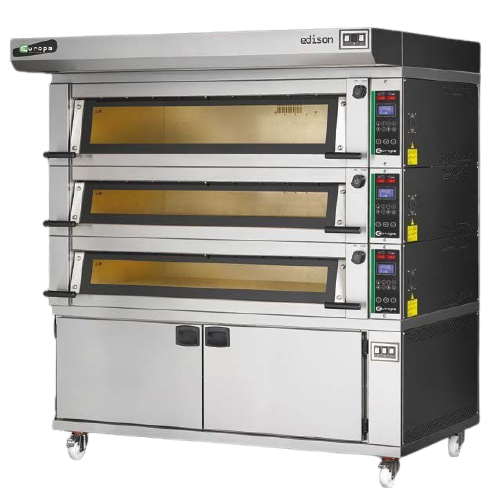 Cuptor modular electric pentru panificatie pe vatra, cu 3 camere de coacere, putere instalata 3 x 12900W