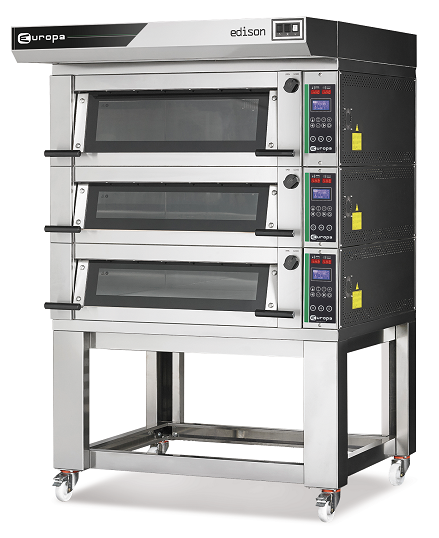 Cuptor modular electric pentru panificatie pe vatra, cu 3 camere de coacere, putere instalata 3 x 12900W, alimentare 380V