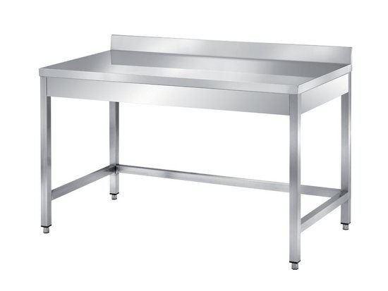 Masa, cu bare pe 3 laturi, picioare reglabile, si inaltator la perete, inox, dimensiune (LxlxH mm): 2500x600x850