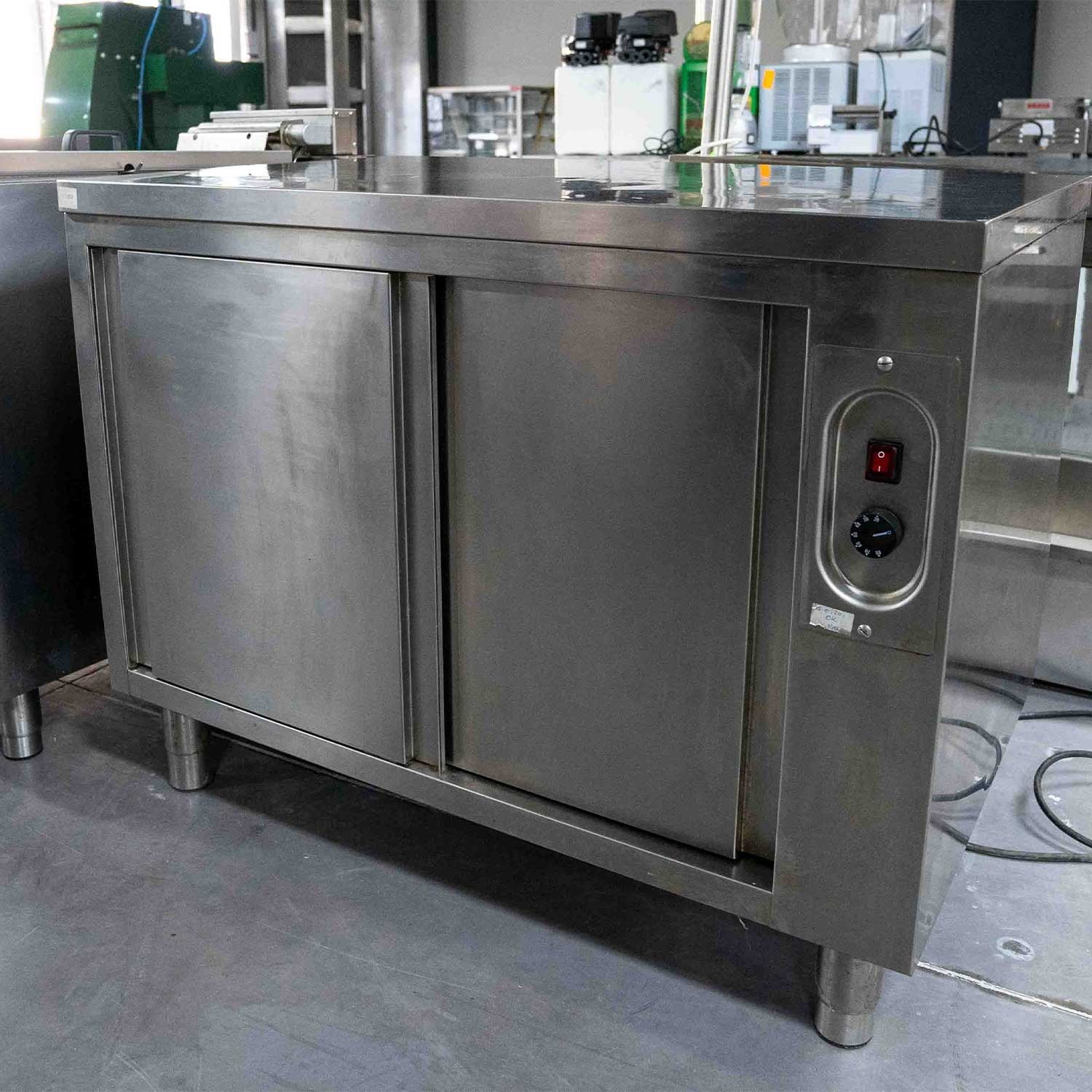 Masa calda, cu usi culisante si picioare rotunde, second hand, inox, linia SFERA