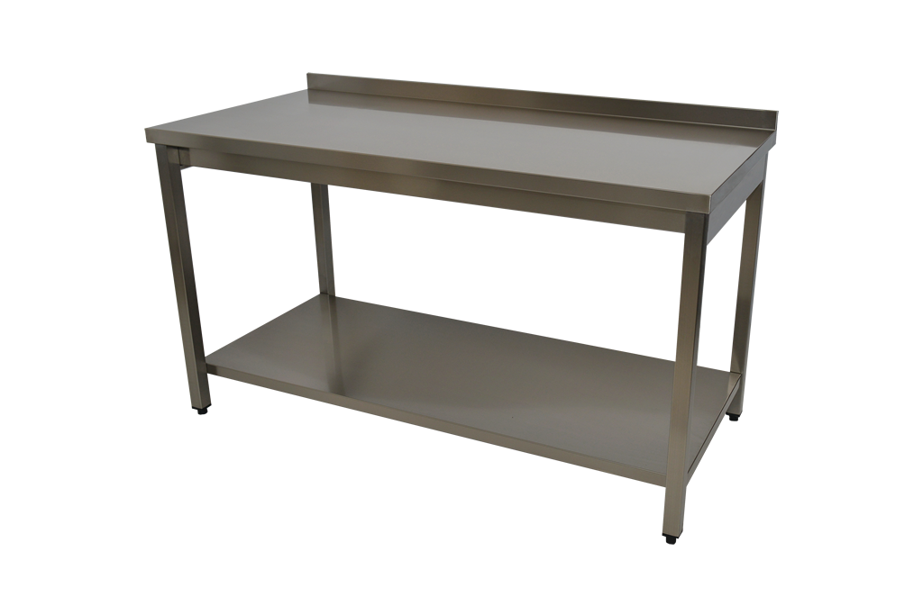 Masa adosata din inox, inaltator la perete, polita AISI430, dimensiuni 1000x600x850mm