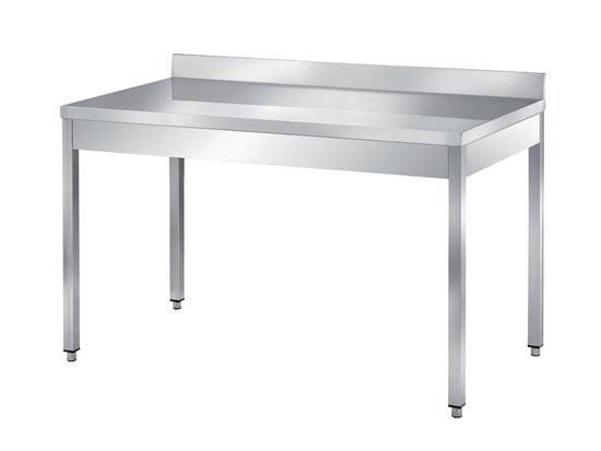 Masa simpla, cu plan de lucru ranforsat cu blat din PAL, cu inaltator la perete, inox, dimensiune (LxlxH mm): 2000x600x850