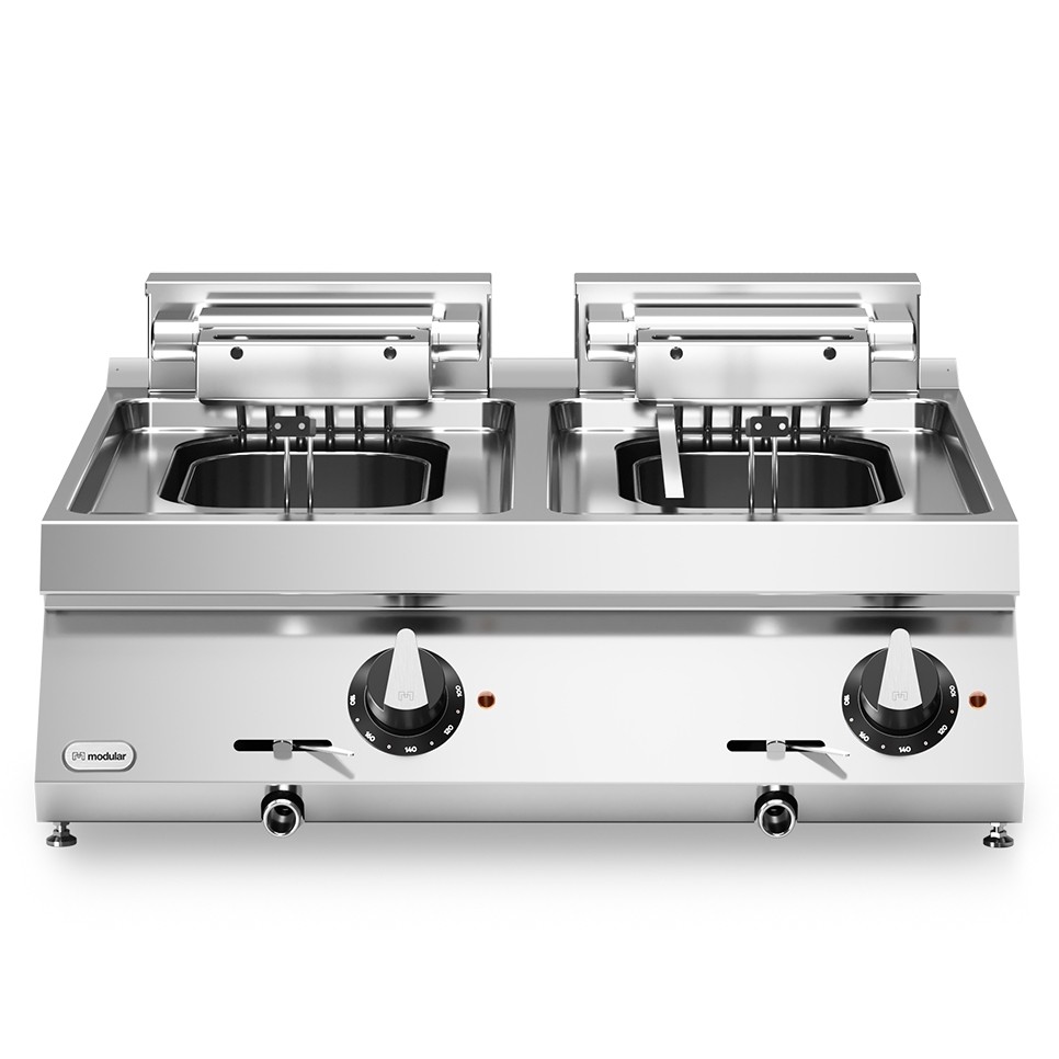 Friteuza, electrica, 2 cuve, capacitate 10+10 litri, dimensiuni cuva 244x364x207hmm, model de banc