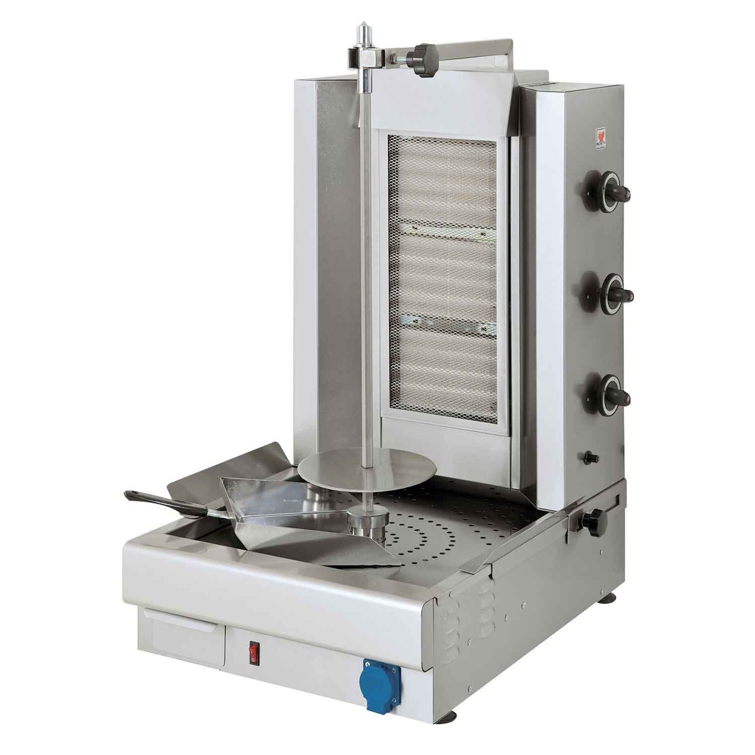 Aparat kebab, alimentare gaz, 3 arzatoare, lungime spita 755mm, putere 11500 W