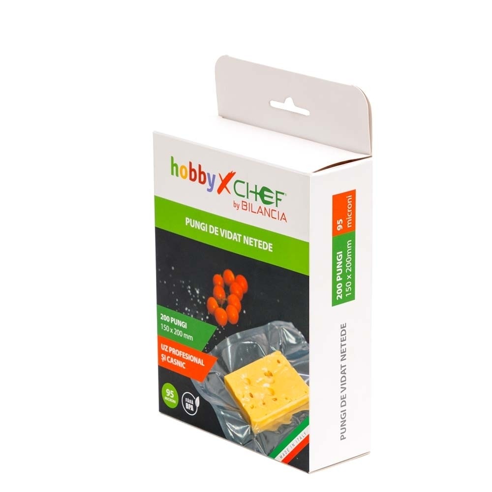 Set 100 pungi netede pentru masinile de vidat, grosime 95 microni, dimensiuni 150x200mm