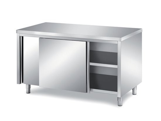 Masa-dulap, polita intermediara, inox, picioare reglabile, dimensiune (LxlxH mm): 1000x700x850