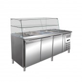 Saladeta refrigerata cu vitrina, capacitate 465 litri, temperatura de lucru 2-8°C, putere 350 W