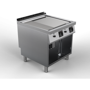 Fry top alimentare gaz suprafata mixta cromata, putere totala 16000W