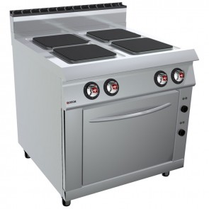 Masina de gatit cu plite patrate electrica cu 4 zone si cuptor electric GN2/1, putere totala 21500W