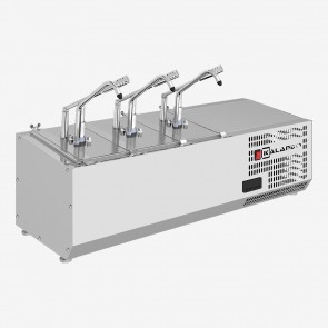 Dozator pentru sosuri reci, capacitate 3x GN1/4 h200 (3x 5.25 litri), dozare 3x 35ml (± 5 ml), temperatura mentinere intre 0.5°C si 5°C