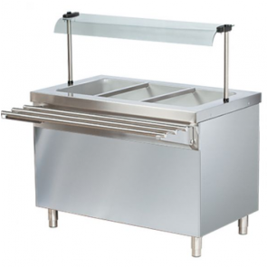 Masa calda bain-marie, capacitate 3xGN1/1, structura din inox, dulap deschis control cu termostat