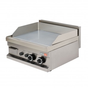Fry top 1/2 neted - 1/2 striat, alimentare gaz, putere 2x4800W