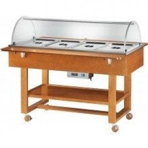 Expozitor bain-marie, cu cupola, capacitate 4 cuve GN1/1, putere 2000W