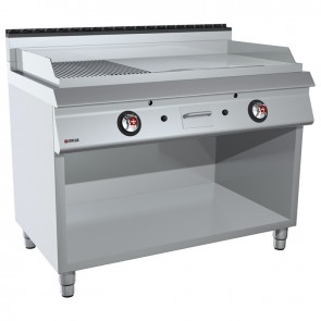 Fry top alimentare gaz suprafata mixta cromata, putere totala 21000W 
