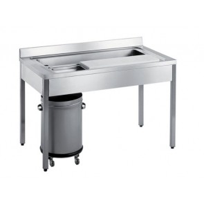 Masa pentru spalat legume, 2 cuve, inaltator la perete, inox, dimensiuni cuva 700x310x180mm, dimensiune (LxlxH mm): 1800x700x850