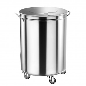 Pubela, inox, cu capac si roti, capacitate 75 litri