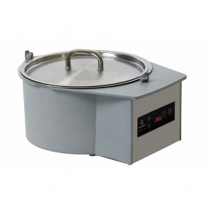 Ciocolatiera rotunda, cu apa, material composit gri, cuva fund plat din otel inox 18/1