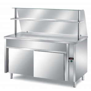 Masa calda self-service, capacitate 3xGN1/1, h 200, baza deschisa, geam curb, inox