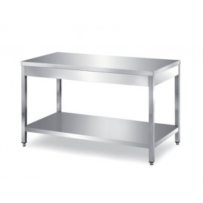 Masa, cu o polita, cu plan de lucru ranforsat cu blat PAL, inox, dimensiune (LxlxH mm): 700x600x850