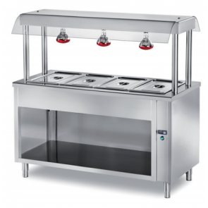 Masa calda bain-marie, capacitate 5xGN1/1 - h 150mm, suport dulap deschis