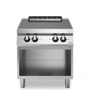 Masina de gatit din inox cu inductie, 4 zone de gatit, baza deschisa, putere electrica totala 14000W, alimentare 380V