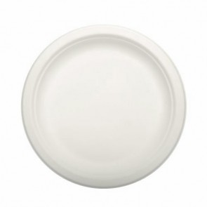 Set 50 farfurii intinse, diametru 180mm, alb, fabricate din trestie de zahar