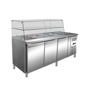 Saladeta refrigerata cu vitrina, capacitate 465 litri, temperatura de lucru 2-8°C, putere 350 W