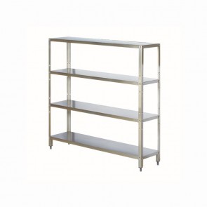 Raft cu 4 polite netede, inox, picioare ajustabile, dimensiuni: 1800x500x1600h mm