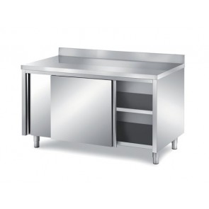 Masa-dulap, deschidere pe o parte, cu 3 usi glisante, inox, dimensiune (LxlxH mm): 3000x700x850