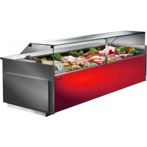 Vitrina frigorifica Serie M800, cu geam drept, refrigerare ventilata, panou frontal inalt, temperatura 3-5°C