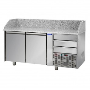 Banc de pizza, cu 2 usi si 3 sertare, capacitate 310 litri, temperatura de lucru 0°C/+10°C