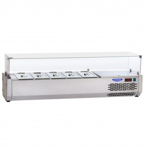 Vitrina de ingrediente, pentru banc de pizza, lungime 1500mm, capacitate 6 cuve GN1/4, temperatura de lucru 0°C/+10°C