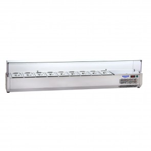 Vitrina de ingrediente, pentru banc de pizza, lungime 2400mm, capacitate 12 cuve GN1/4