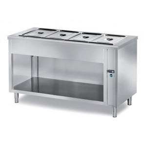 Masa calda bain-marie, self-service, capacitate 4xGN1/1, suport deschis, structura din inox