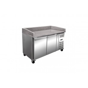 Banc refrigerat pentru pizza, cu 2 usi, blat de lucru din granit, capacitate 428 litri, temperatura de lucru +2°C/+8°C