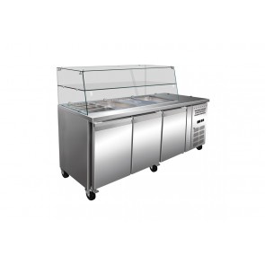 Saladeta refrigerata cu vitrina, capacitate 465 litri, temperatura de lucru 2-8°C, putere 350 W