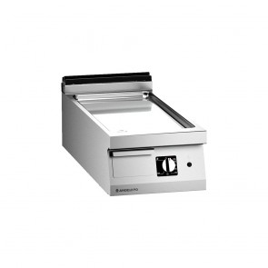 Fry-top, alimentare gaz, cu suprafata neteda incalzire uniforma pe toata suprafata, inox AISI304, grosime 2mm, valva de control pentru gaz, termostat, plita COMPUND pantetat Angelo Po, canal si sertar pentru colectarea grasimilor, dimensiuni (LxlxH mm) 40