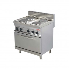 Masina de gatit electrica, 4 plite rotunde, cuptor electric GN1/1, putere 4x2600+3000W