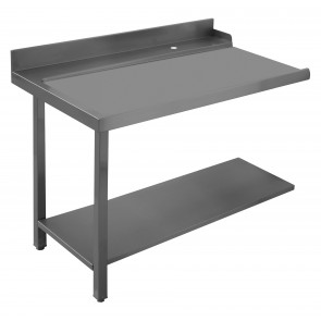 Masa de iesire pentru masina de spalat vase, pentru partea stanga, cu inaltator si polita intermediara, din inox, dimensiuni: 1200x770x850h mm