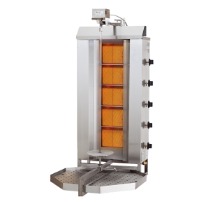 Aparat shaorma/kebab, alimentare gaz,  5 arzatoare, motor sus, capacitate carne 120kg