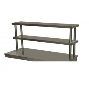 Suprastructura cu 2 polita, inox AISI 304, cu prinderere laterala, dimensiuni 1360x300x600h