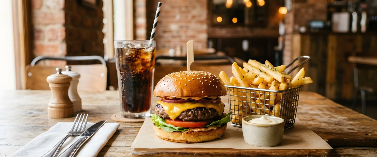 Burger cu cartofi prăjiți